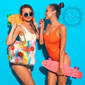 Multicolor Summer Fruit / Citrus Beach Tote Bag